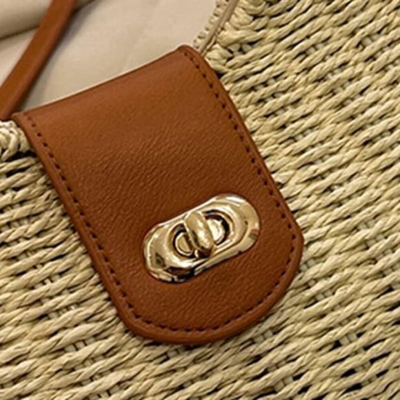Straw Crossbody Bag for Women Woven Rattan Beach Handbag Travel Purse - Picture 7 of 9